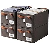 BOXJOY 4 Pcs Wardrobe Cloth Organizer for Storage Box with Label Card & Holder | Foldable Clothes Organiser with Steel Frame 