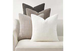 Topfinel Boho Kuddfodral 45x45 cm Naturfärgad 4-delad Set Corduroy Kuddfodral Soffkuddar Dekorationskuddar för Soffa Sovrum Vardagsrum Barnrum Fluffig Gradient