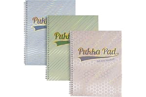 Pukka Pad Haze A4 Jotta Notebook – Pack of 3 Card Cover Wire-Bound Notepads with 200 Pages, 100 Sheets of 80GSM 8mm Feint Ruled Paper – 4-Hole Punched for School Notes, Office Projects, and Home Memos