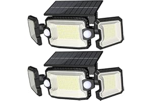 LEDYA Lampe Solaire Exterieur, 305 LED spot lumiere extérieur detecteur de mouvement, angle de détection de 270 degrés,1800mAh，IP65 Étanche pour Jardin, Entrée, Terrasse,2 Pack