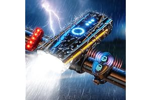 VirtuDrill Luci Bicicletta LED Ricaricabili USB, Potente Luce Bici In Alluminio IPX6, Luce Anteriore e Posteriore a 3+5 Modalità, Luci Bici Compatta