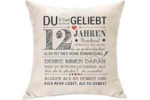 HASODEO Original Geschenke zum 12. Geburtstag für Jungen Mädchen Deko Geburtstagsgeschenke für 12 Jahren Tochter Sohn Nichte Enkelin Enkel Geburtstag Andenken Quadratische Kissen Taille Kissenbezug (12.)
