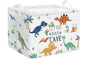 Clastyle 36L Grande Cajas de Almacenaje Tropical Dinosaurio Boho con Asa Cesta para Guardar Blanco Ropa Juguetes Plegable Rectangular para Habitación Infantil Dormitorio