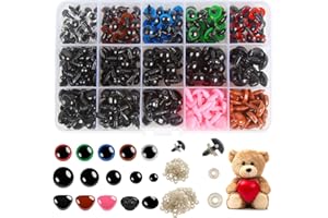 DERAYEE 560pcs Yeux de Sécurité Amigurumi en Plastique Coloré et Nez pour Amigurumi Crochet Artisanat Poupée Animaux et Ours en Peluche(Ø 6~14 mm)