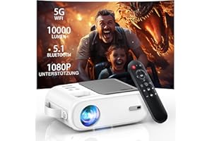 Beamer, XIWBSY 10000 Lumen Mini Beamer 1080P Unterstützt, 5G WiFi LED Heimkino Portable Beamer Klein, Beamer Bluetooth Kompatibel mit TV Stick/X-Box/DVD/Laptop/Smartphone/Android/HDMI/USB