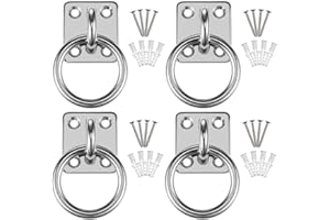 WUISOLQP 4Pcs Tie Ring on Plate 50mm x 50mm, Tie Rings for Horses, Hay Nets Horse Pony Equestrian Horse Hay Net Tack Tie up Stable Ring Hook