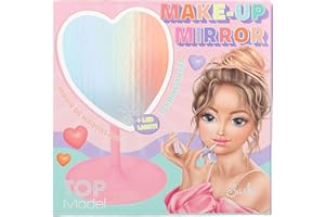 ‎DEPESCHE Depesche 12928 TOPModel Beauty and Me - Rosafarbener Schminkspiegel in Herzform, mit LED Leuchtrand, inkl. Schmuckablage als Fuß des Spiegels, Mehrfarbig