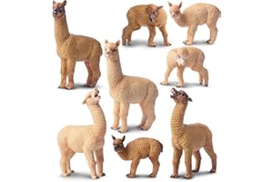 toymany 8PCS Alpaca Figures Llama Figurines Plastic Forest Jungle Animal Toy Christmas Birthday Gift for Kids Boys Girls