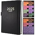 2025 Diary,Diary 2025 A5 Day Per Page from Jan 2025 to Dec 2025, Productivity A5 Daily Planner with Monthly Tabs, Pen Loop and Inner Pocket, 21×14.5cm (Black)
