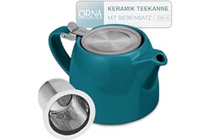 ORNA THE SOUL OF YOUR HOME ORNA Théière en céramique avec infuseur et couvercle - Petite théière en porcelaine pour une ou 2 personnes - 550 ml - Océan