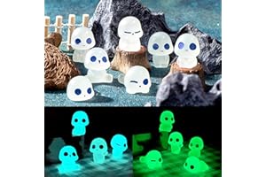 Bogoro 20 Pcs Résine Princesse Mononoke Figurine, Luminous Kodama, Lumineux Figurines Elfes des Arbres, Arbre Elfe, Kodama Phosphorescent, pour Micro Paysage Jardin Patio (Bleu+Vert)