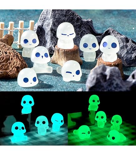 10 Figurines Elfes Lumineux En Résine - Brillent Dans Le Noir - Déco Jardin, Maison, Bonsaï - Hauteur 3-3,8 Cm
