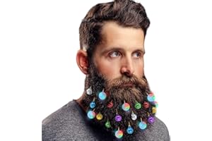 DecoTiny Beleuchtung Bartschmuck, 8 Stück Bart-Leuchten und 12 Stück bunt klingende Jingle Bells, tolle Weihnachts- und Neujahrsgeschenk-Party Gefällige