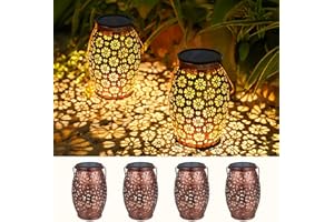 Bonsery Lanterna solare per esterni, 4 pezzi, in metallo, per esterni, da appendere, IP65, impermeabile, per esterni, decorazione da giardino, terrazza, balcone, esterno, ideale come regalo per le