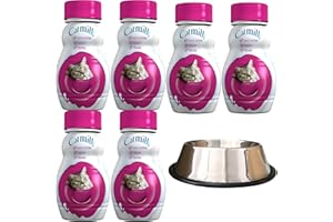 Cat Milk 6 x 200ml bundled with Fade-Style Slip Proof Cat Bowl - Kitten Milk 2-12 Months with Reduced Lactose in Kitten