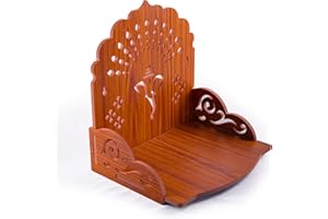 TARINI GALLERY Wooden Temple Wall Mounted Hanging Table top Pooja Mandir God Stand Shelf for Home Office and Gifting (Ganesh)