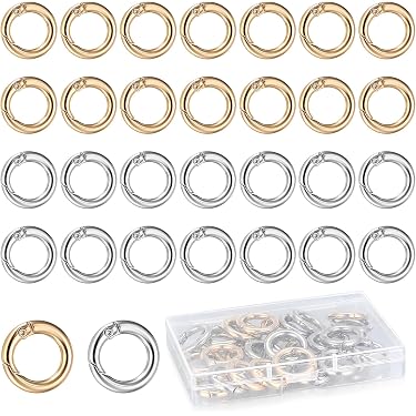 50 Moschettoni Rotondi 27mm Per Borse E Zaini - Lega Di Zinco, 3 Colori (Argento, Oro, Nero), Clip A Molla