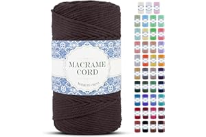 Uiopa Cuerda Macrame 4mm x 200m Hilo Macrame Grueso Cuerda de Algodon Natural Suave de 4 Hilos, Cordel Algodón para DIY Manualidades Tapices de Pared Cortina Colgador de Plantas (Marrón)