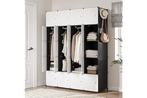JOISCOPE Porte-Vêtements Portatif pour Armoire de Chambre à Coucher, Armoire Sectionnelle avec Portes pour Chambre à Coucher, Placard Modulaire Gain de Place 20 Cubes