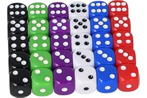 Storm&Lighthouse 30 6-seitiges Würfel Set D6 Würfel mit abgerundeten Ecken für sanftes Rollen, Spielwürfel und Lehrmaterialien für Mathematik. Kleines Würfelspiel, Verscheide Bunte Würfeln