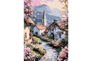 feelive Peinture Numero pour Adulte, DIY Paysage Ville Peinture Numero d'art Acrylique pour Adultes Débutants Facile sur Toile 30×40 cm avec Peintures et Pinceaux(sans Cadre)