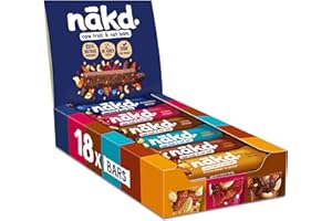 Nākd. Paquet Assortiment | Raw Barres de Fruits et Noix | 100% D'ingrédients Naturels | Sans Sucre Ajoutés | Vegan | 18 x 35g | 630g