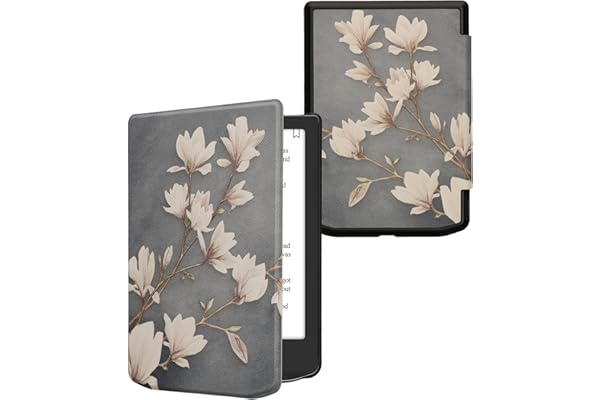 kwmobile Étui Compatible avec Pocketbook Verse/Pro/Color/Vivlio Light/Light HD Coque - Étui à Rabat magnétique Tablette eReader Similicuir - Taupe-Blanc-Bleu-Gris