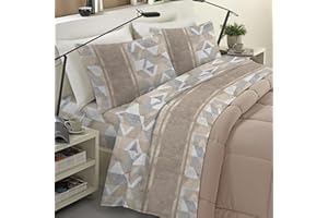 BANZAII TEXTILE INNOVATOR ONLINE Banzaii Completo Lenzuola Invernale Felpate in Flanella Anti-Pilling 100% Cotone Matrimoniale (per Materasso 160/170 cm, Altezza Fino a 35 cm) Dalila Beige