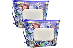 ALKAIDCHAO Lot de 2 pochettes portables de petite taille (17,8 x 13,7 cm), réutilisables et rechargeables, respectueux de l'environnement, pratiques pour les couches de voyage (fleur violette)