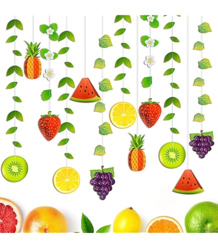 Finypa Fruit Thema Verjaardagsdecoratie – Gelukkige Verjaardag Banner Met Sinaasappel, Aardbei, Watermeloen En Ananas, Zomerfeest Slinger Voor Baby Shower En Fruitfeest