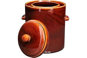 KOTARBAU® Pot à fermentation en grès marron avec couvercle hermétique pour choucroute et concombre 10 l