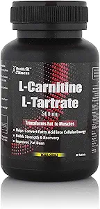 Healthvit L - Carnitine L - Tartrate 500 mg | Weight Loss Supplement, Fat Burner, Muscle Recovery, Pre & Post workout Supplement - 60 Tablets