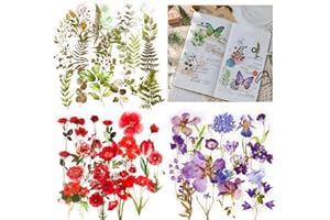 BHGT 120 Pz Adesivi Scrapbooking Fiori Adesivi Decorativi Vintage Foglie Piante Decoupage Floreali Decorazione Scrapbooking Diario Calendario Cartolina d’auguri Album Fai da Te