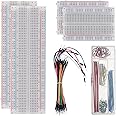 AUKENIEN Breadboard Jumper Wires Kit 4pcs 400 & 830 Point Solderless Breadboards and 65pcs M/M Flexible Bread board Jumper Wire and 140pcs 2-125 mm U-Shape JumperWires for Arduino