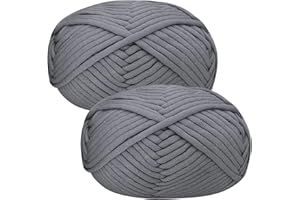 ‎RENYIZ Häkelgarn Baumwolle Wolle zum Häkeln Chenille 2x50g Häkelwolle,Crochet Yarn Dickes Baumwoll-Nylon-Mischgarn Häkelgarn für Anfänger Dunkelgraues Garn