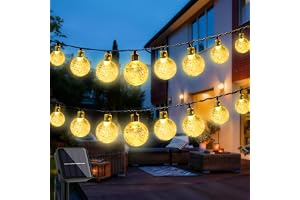 Solar Garden Lights Outdoor，30 LED 8M/26Ft Solar String Lights Outside Waterproof, 8 Modes Crystal Ball Fairy Lights String D