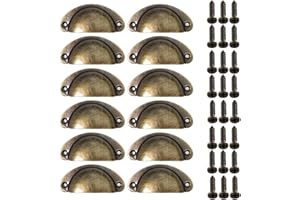 Mokife 12 Tiradores Conchas Armarios Vintage, Metal Manijas de Copa Pomos de Muebles Puerta con Tornillos para Cajones Armario Cómoda, Bronce