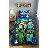 Minecraft Duvet Cover 90 cm Bed 140 x 200 cm + Pillowcase Steve Alex Zombie | Reversible Bedding | Oeko-Tex Quick Dry Microfi