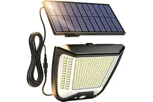 Solar Exterior Jardin Luz Foco - 288 LED con Sensor de Movimiento Luces | Focos Solares IP65 Impermeable Exteriores Iluminacion Potente con Cable de Extensión 5M para Terraza Jardin Garaje