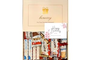 BENERRY Luxury Chocolate Gift Box – Milky Chocolate Bar Assortment – Ideal Kids Birthday Present – Sweet Treat Hamper (Birthday Luxury - Beige)