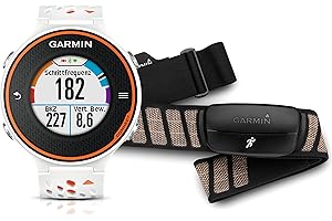 Garmin Forerunner 620 HRM-Run Bundle GPS Running, Fascia Cardio Premium HRM-Run Incluso, Bianco/Arancio