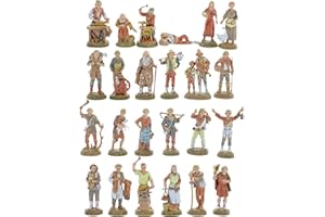 Moranduzzo Grupo de 24 Pastores para Belén de 6 cm – Mini 6 – Escala 1:32 – Figuras Irrompibles Acabadas a Mano, Escultor M. Landi, Made in Italy