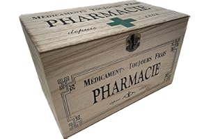 khevga Caja de almacenamiento con tapa: caja de madera para medicamentos (25 x 15 x 15 cm), color verde