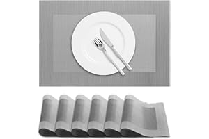 Terafeels 6 Pack Place Mats for Table – Durable and Easy to Clean Placemats for Dining, Kitchen, or Home Decor – Non-Slip, Heat-resistant, Stylish Table Mats (Grey)