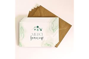 TE Whaka Lot 5 Cartes postales remerciements Merci beaucoup + 5 enveloppes kraft | Papeterie mariage, baptême, anniversaire & toutes fêtes, aide, soutien - 10 x 15 cm