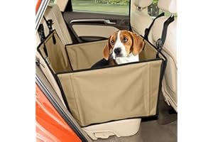 Wuglo Wyjątkowo Stabilny Fotelik Samochodowy dla Psa z Pasmem Bezpieczeństwa – Wodoodporny i Trwały Projekt na tylne siedzenie z 4 pasami mocującymi dla psów średnich i dużych do 18 kg