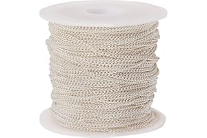 Airssory 32.8 Ft(10 Meters) 2x1mm Curb Slim Chains Twisted Chains Unfinished Linking Chain for Necklace Bracelet Earrings Jewelry Making and Crafting