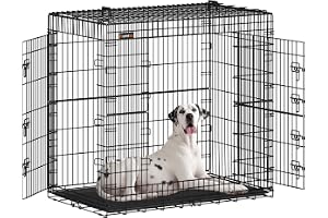 Feandrea hundbur, hopfällbar, med 2 dörrar, utdragbar plastbricka, 122 x 74 x 114 cm, XXL, hög, svart PPD050B01
