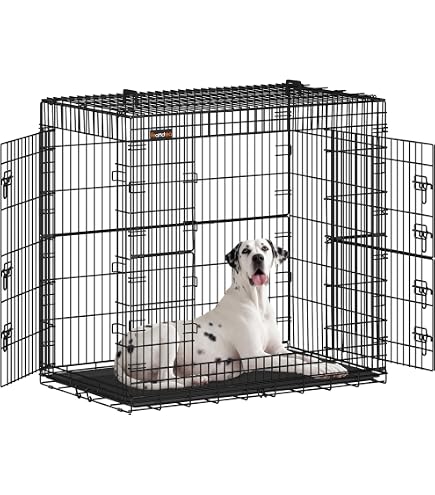 Robuste Hundebox Aus Metall Mit Rädern, 122 Cm – Ausbruchsicherer Käfig Für Große Hunde, Mit Abnehmbarem Tablett, XL/XXL