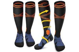 CAMBIVO Bas de Contention Femme Homme 2 Paires, Chaussettes de Compression 15-20 mmHg, Chaussettes Hautes Compression pour Circulation Sanguine Jambes, Voyage Avion, Running, Sport, Ski, Infirmiere
